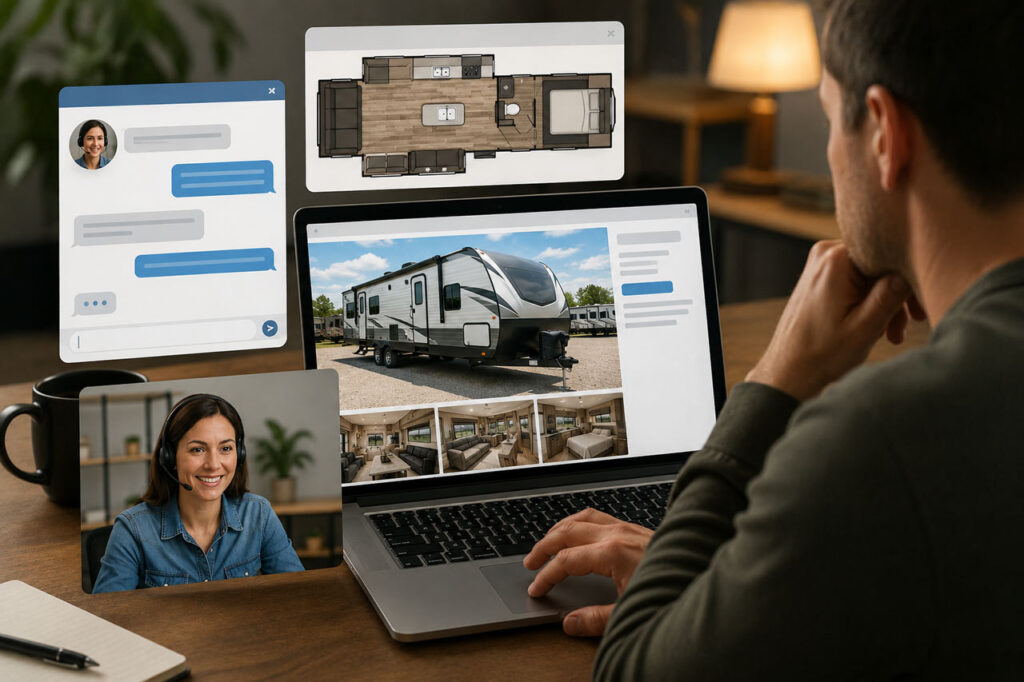 Browsing RVs with online support assistance