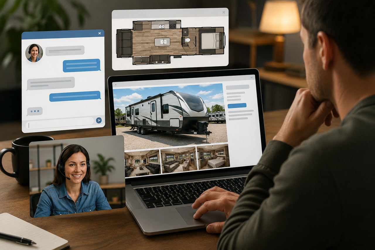 Browsing RVs with online support assistance